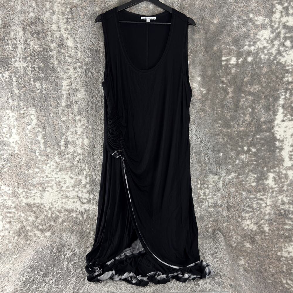 NEW Seven 7 Plus Size 1X Cascade Hem Dress Maxi Black Sleeveless Stretch